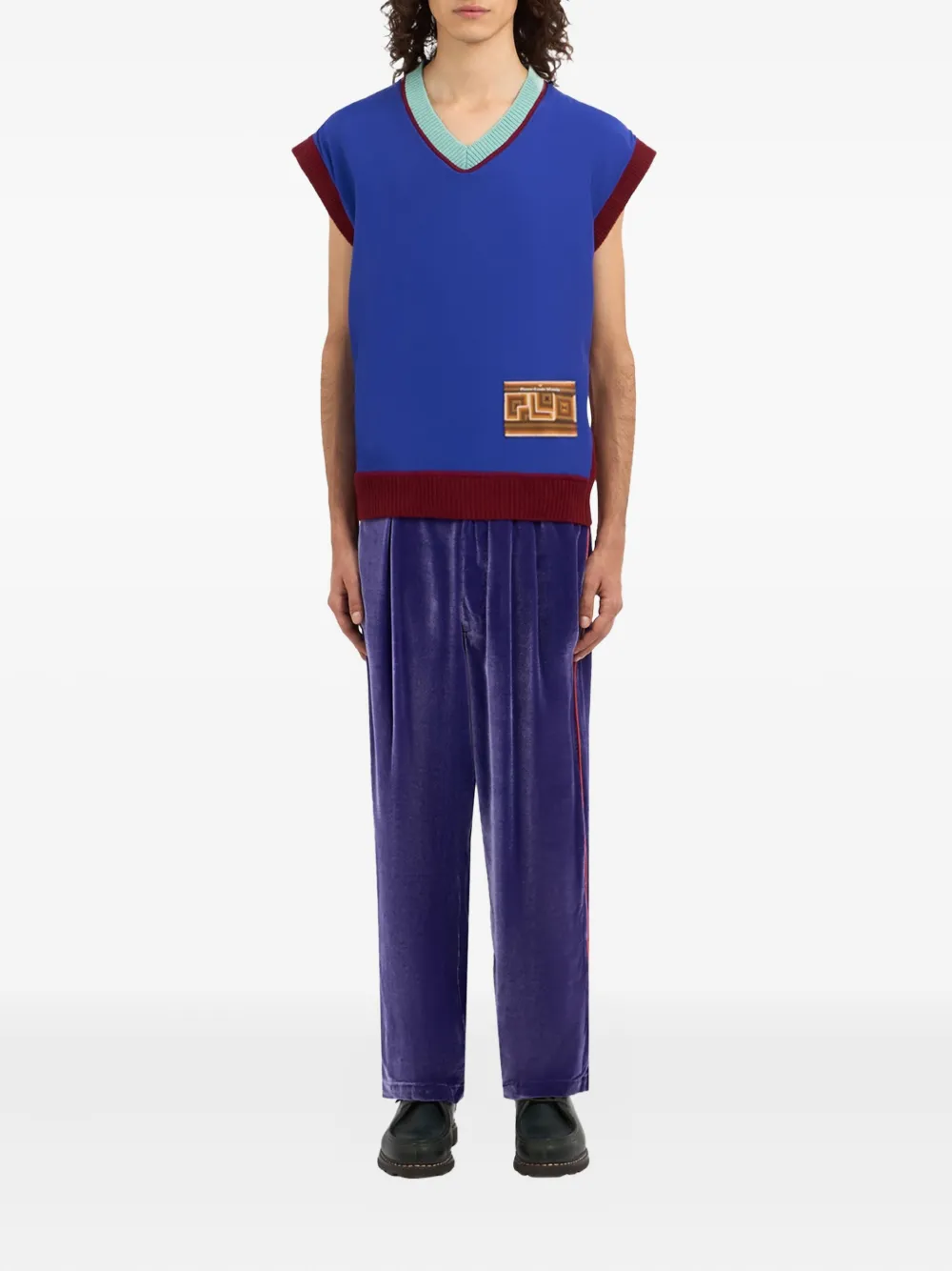 Pierre-Louis Mascia V-neck patch vest Blauw