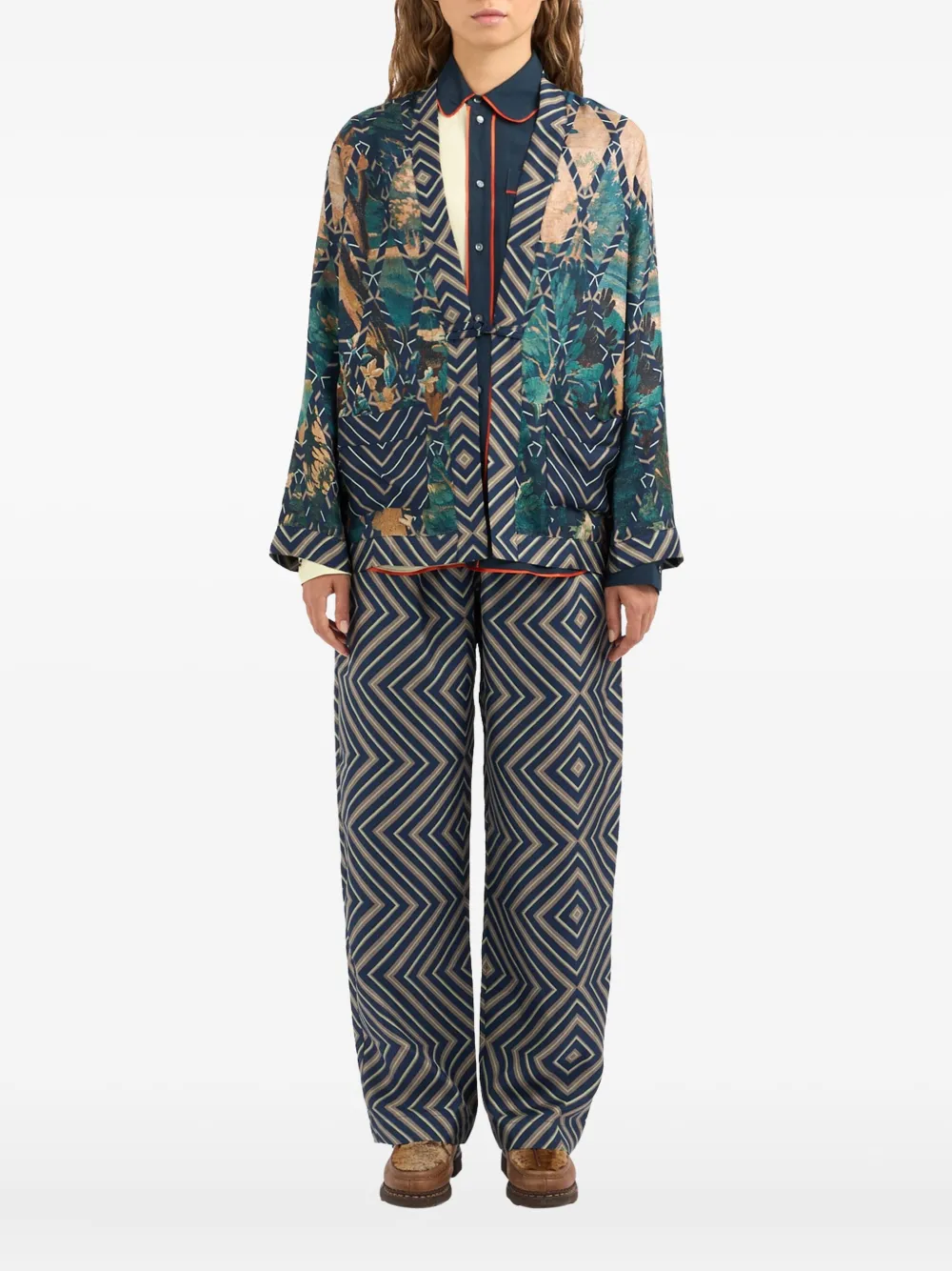 Pierre-Louis Mascia floral-geometric print jacket Blauw
