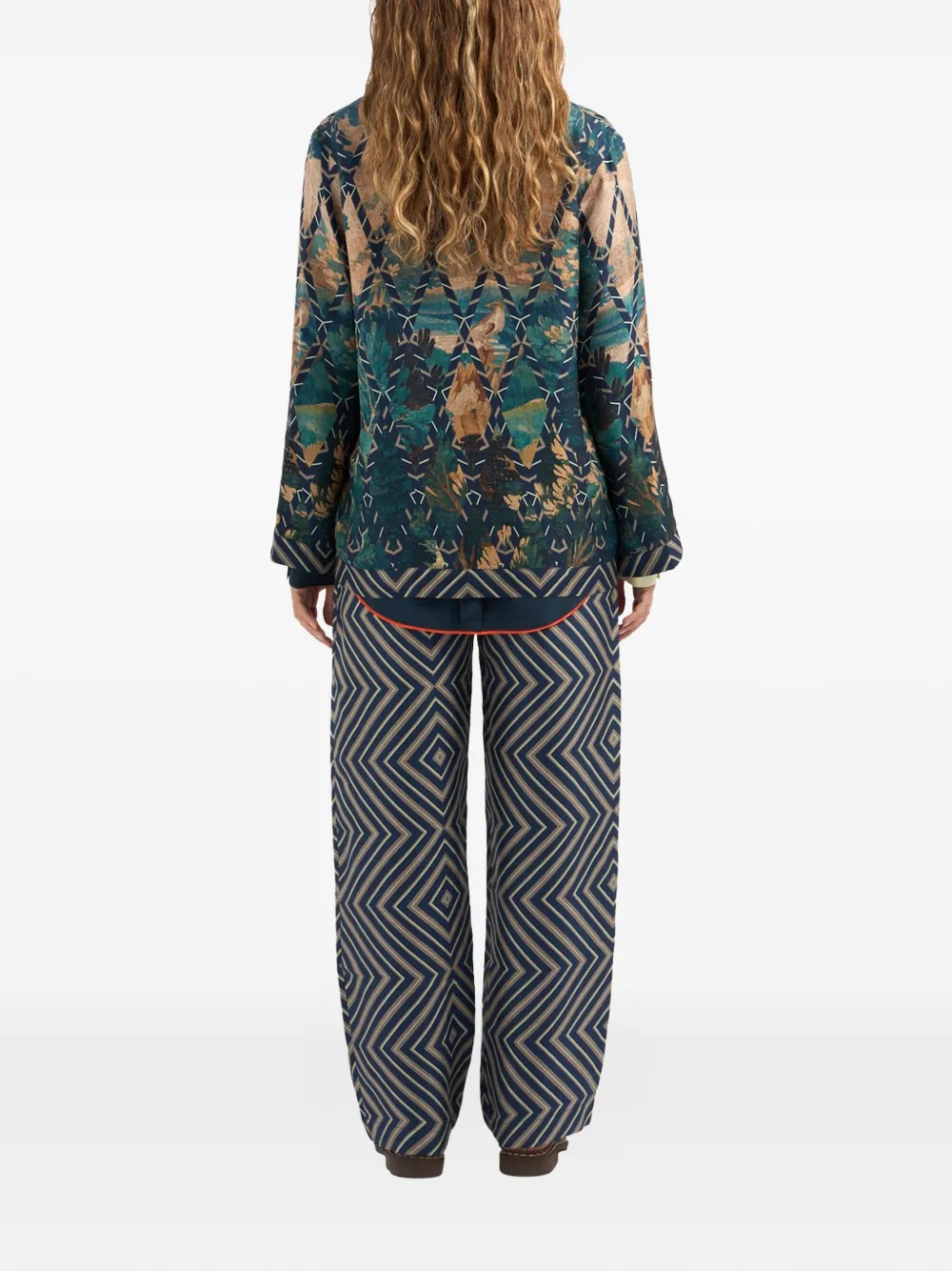 Pierre-Louis Mascia floral-geometric print jacket Blauw
