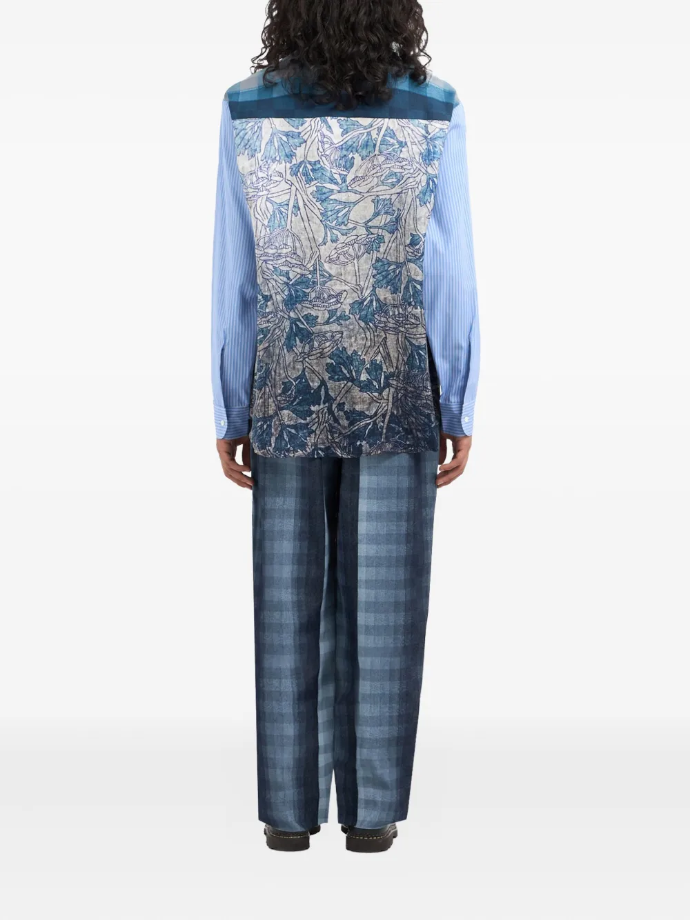 Pierre-Louis Mascia striped panelled shirt Blauw