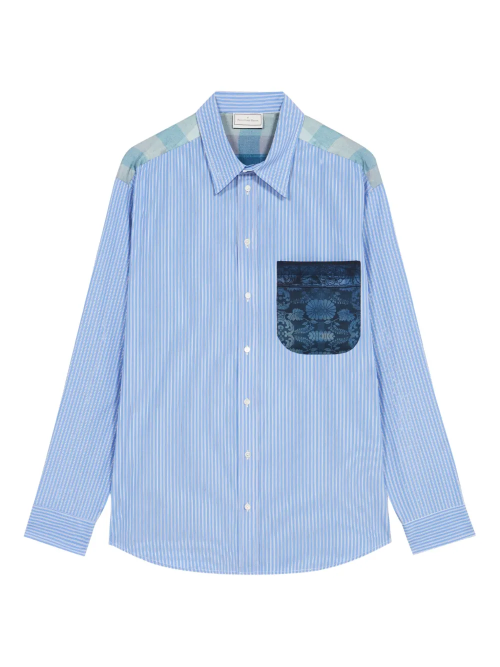Pierre-Louis Mascia striped panelled shirt Blauw