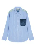 Pierre-Louis Mascia striped panelled shirt - Blue