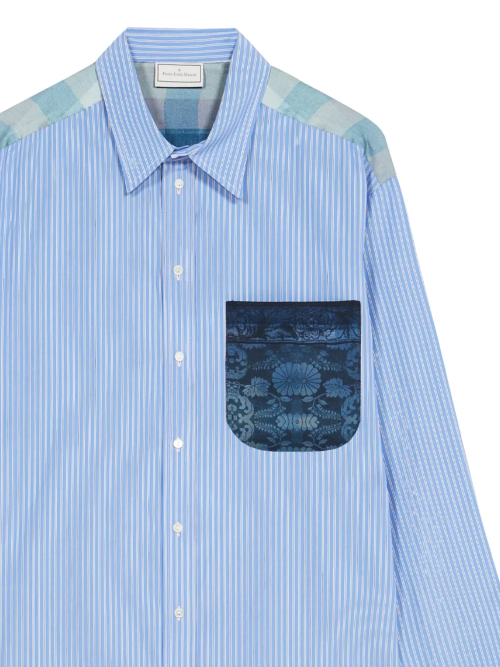 Pierre-Louis Mascia striped panelled shirt Blauw