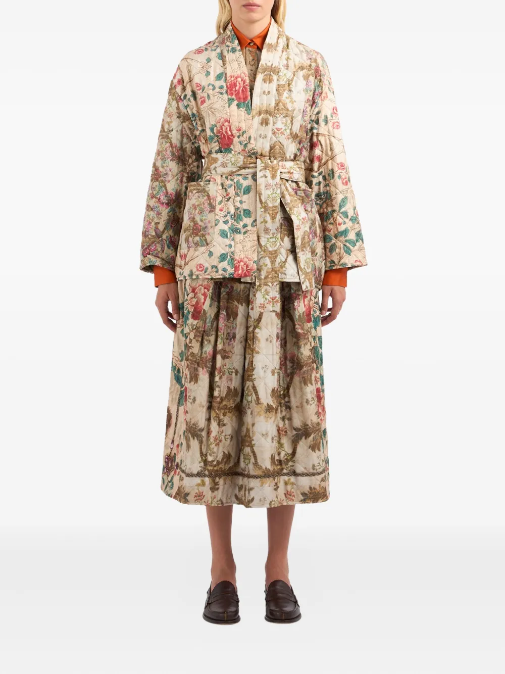 Pierre-Louis Mascia floral-quilted belted jacket Beige