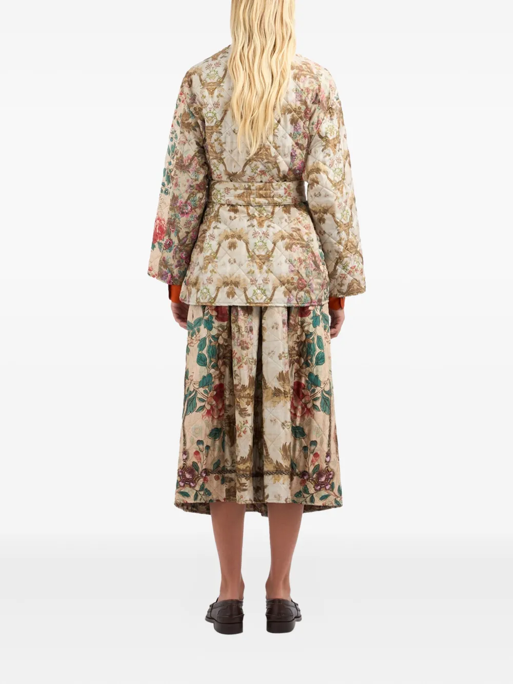 Pierre-Louis Mascia floral-quilted belted jacket Beige