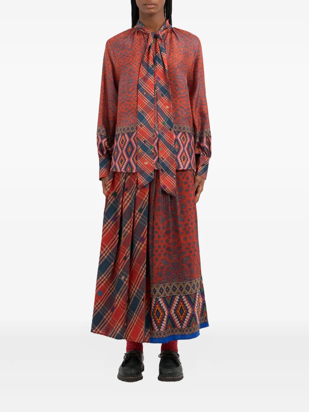 Pierre-Louis Mascia Aloe longsleeve silk shirt Rood