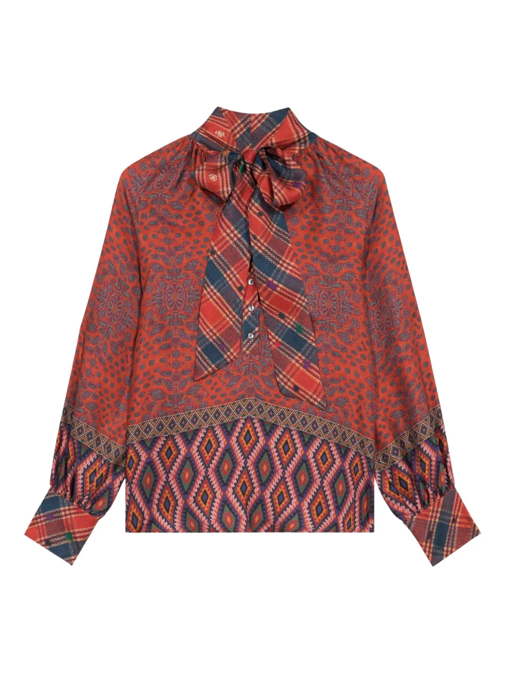 Pierre-Louis Mascia Aloe longsleeve silk shirt Rood