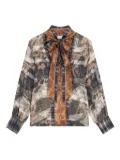 Pierre-Louis Mascia ALOE landscape-print tie-neck blouse - Black