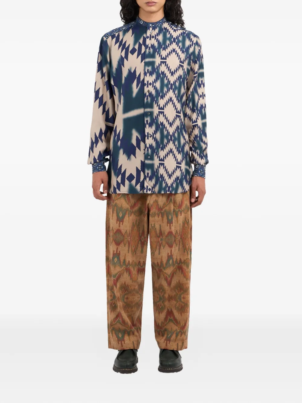 Pierre-Louis Mascia geometric-print shirt Blauw
