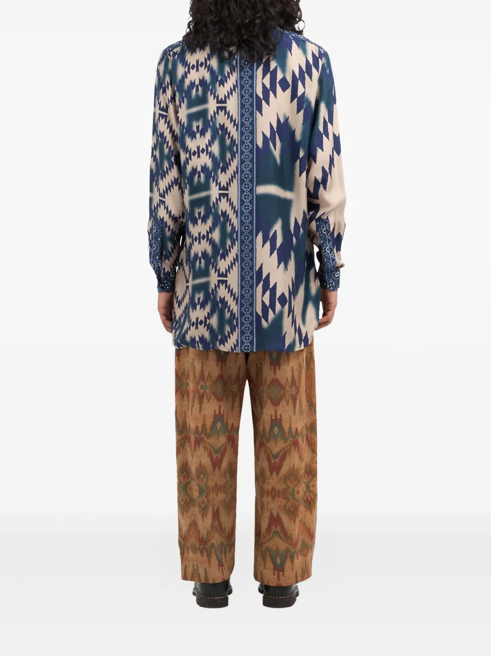 Pierre-Louis Mascia geometric-print shirt Blauw