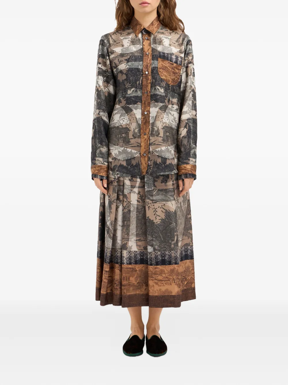 Pierre-Louis Mascia Aloe longsleeve silk shirt Zwart