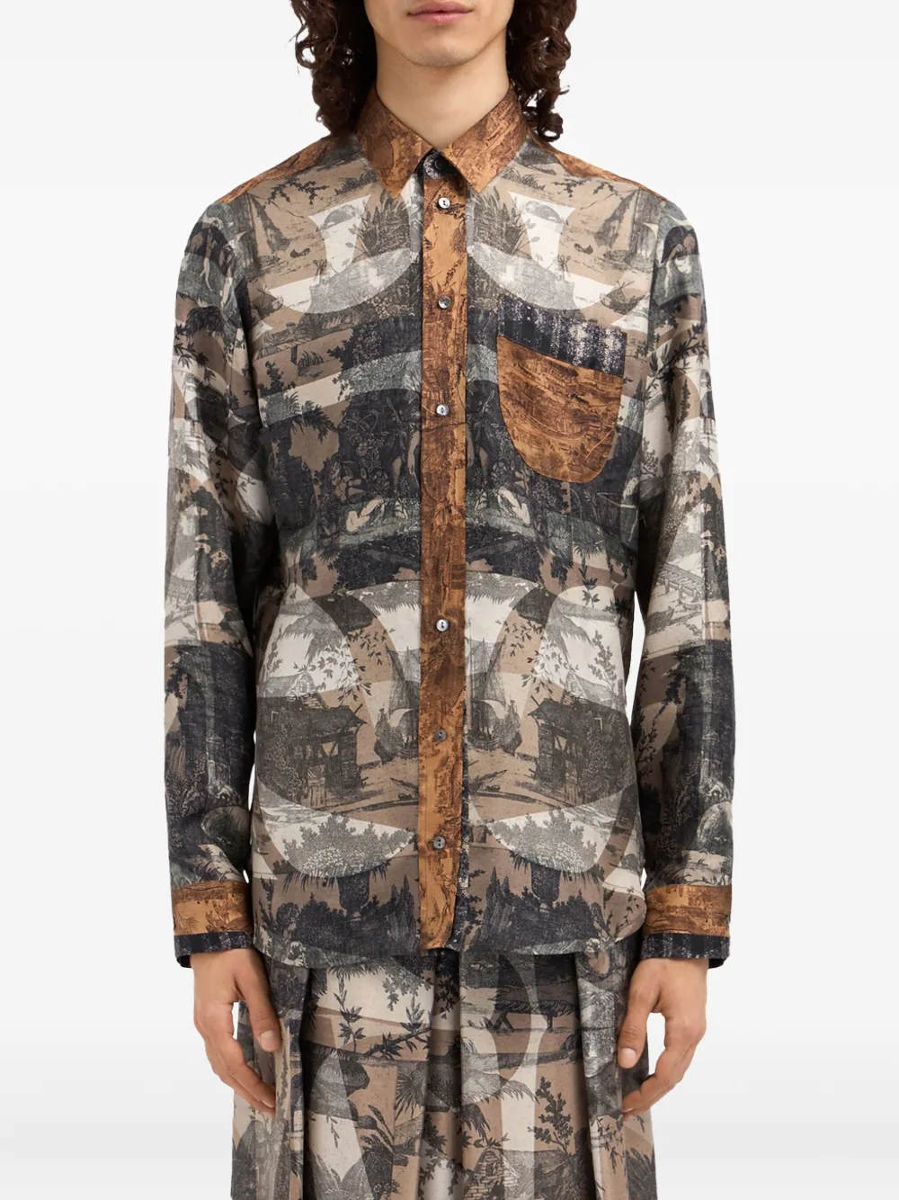 Pierre-Louis Mascia Aloe longsleeve silk shirt Zwart