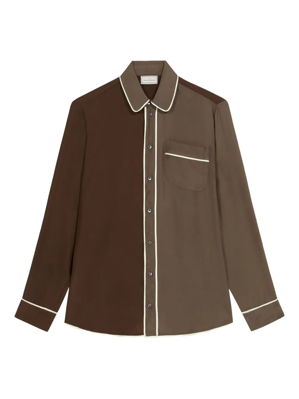 Pierre-Louis Mascia contrast-panel piped shirt Bruin