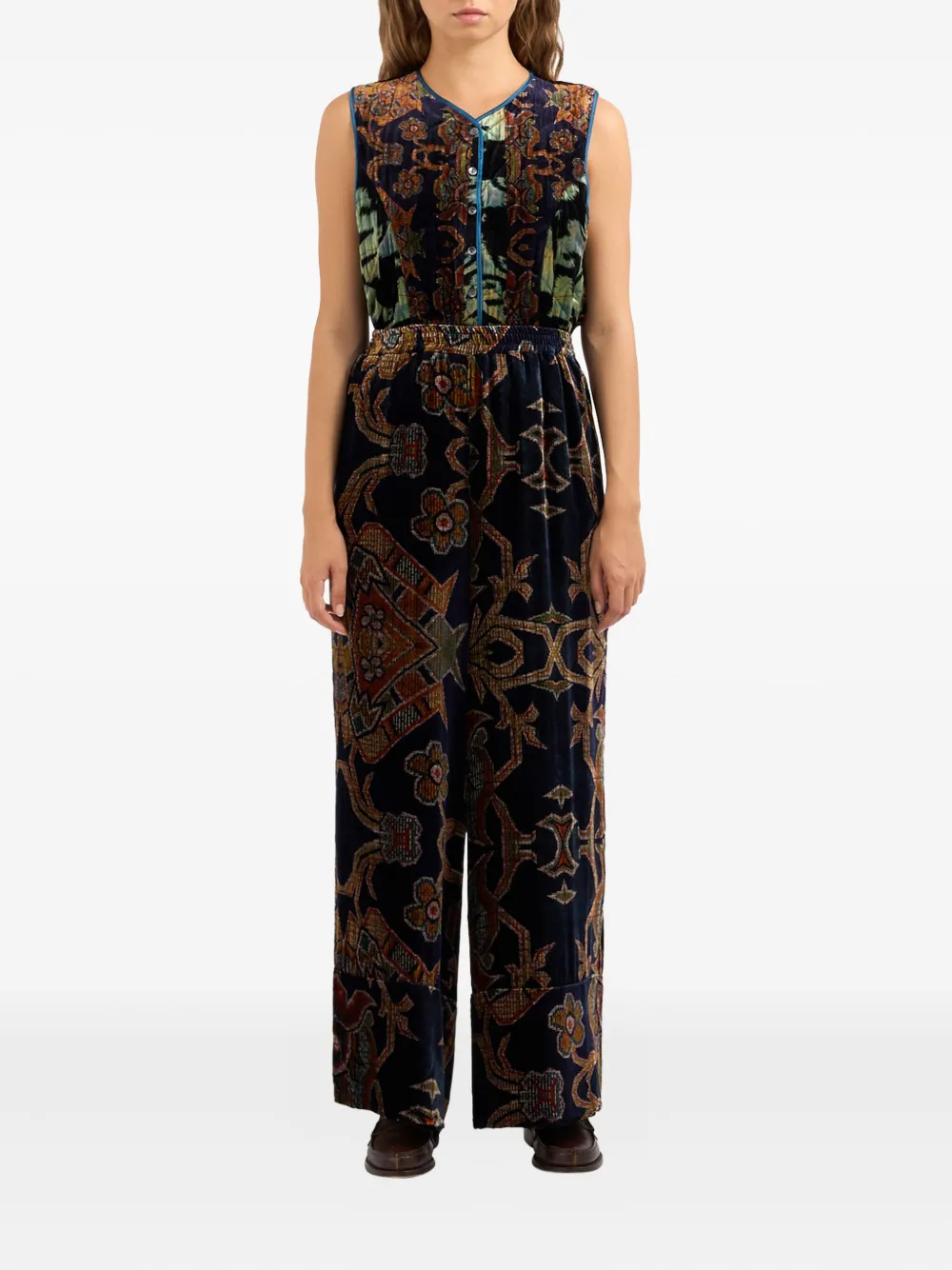 Pierre-Louis Mascia Kanada velvet patterned trousers Bruin