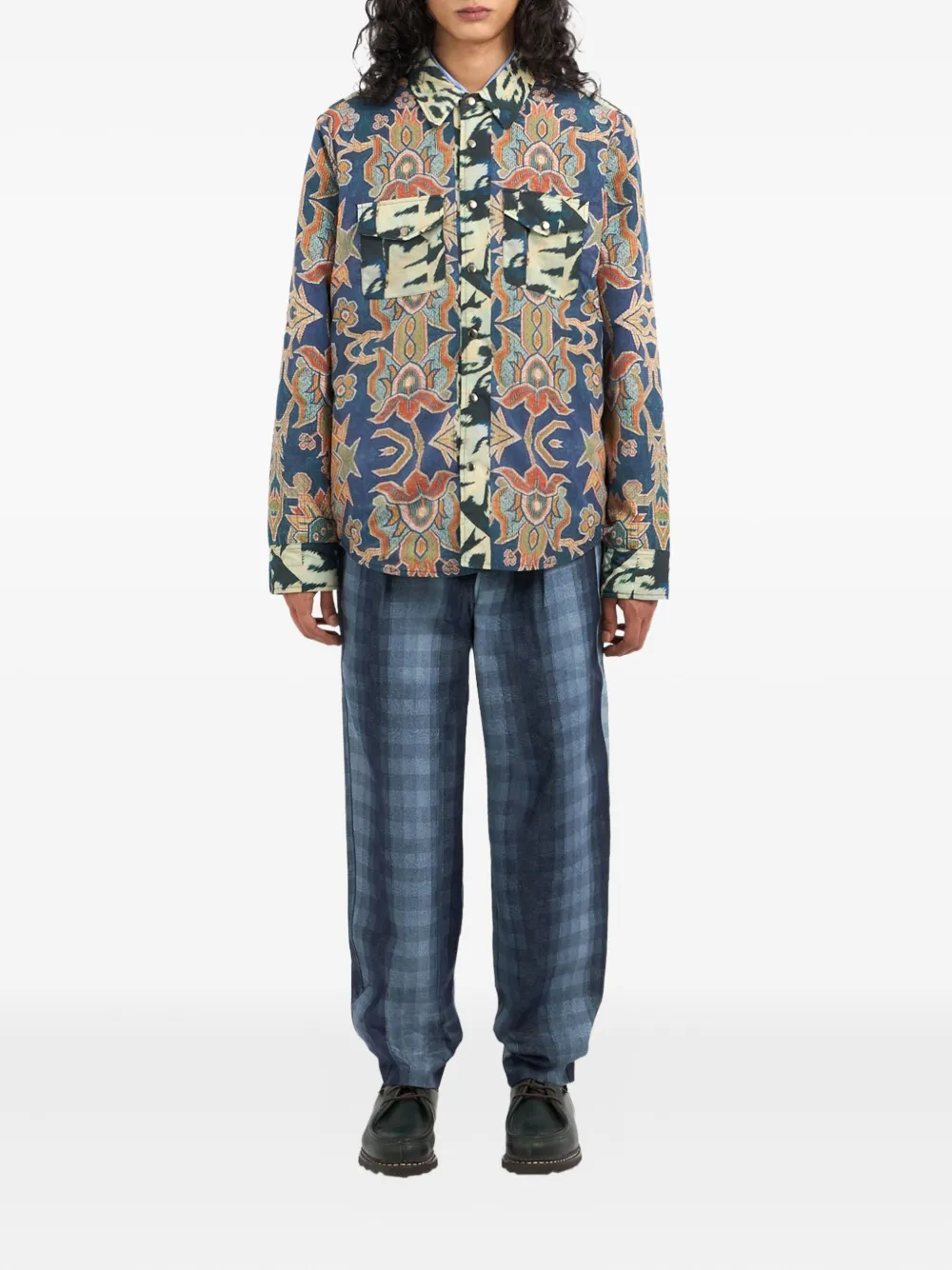 Pierre-Louis Mascia patterned pocket shirt Blauw