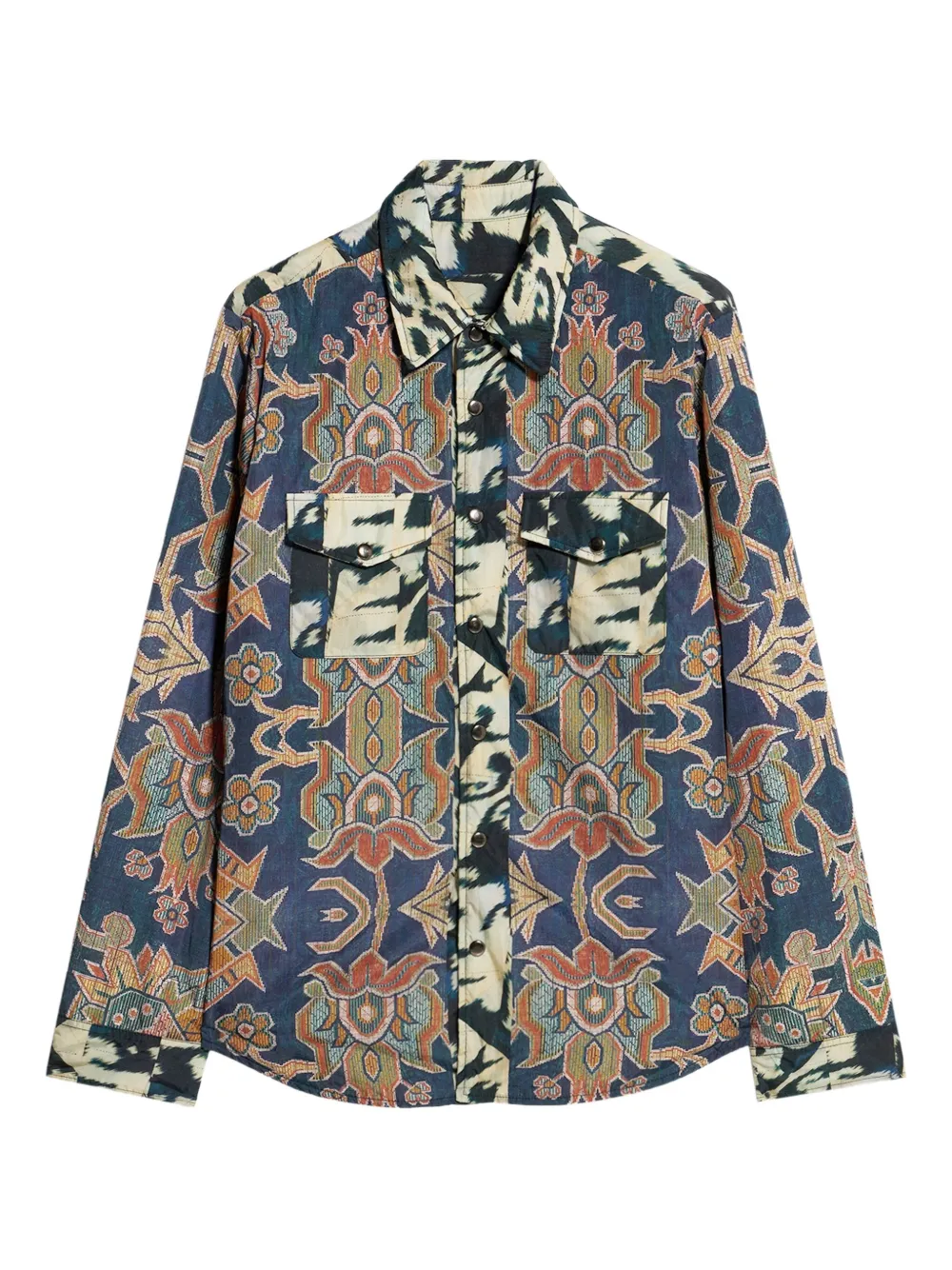 Pierre-Louis Mascia patterned pocket shirt Blauw