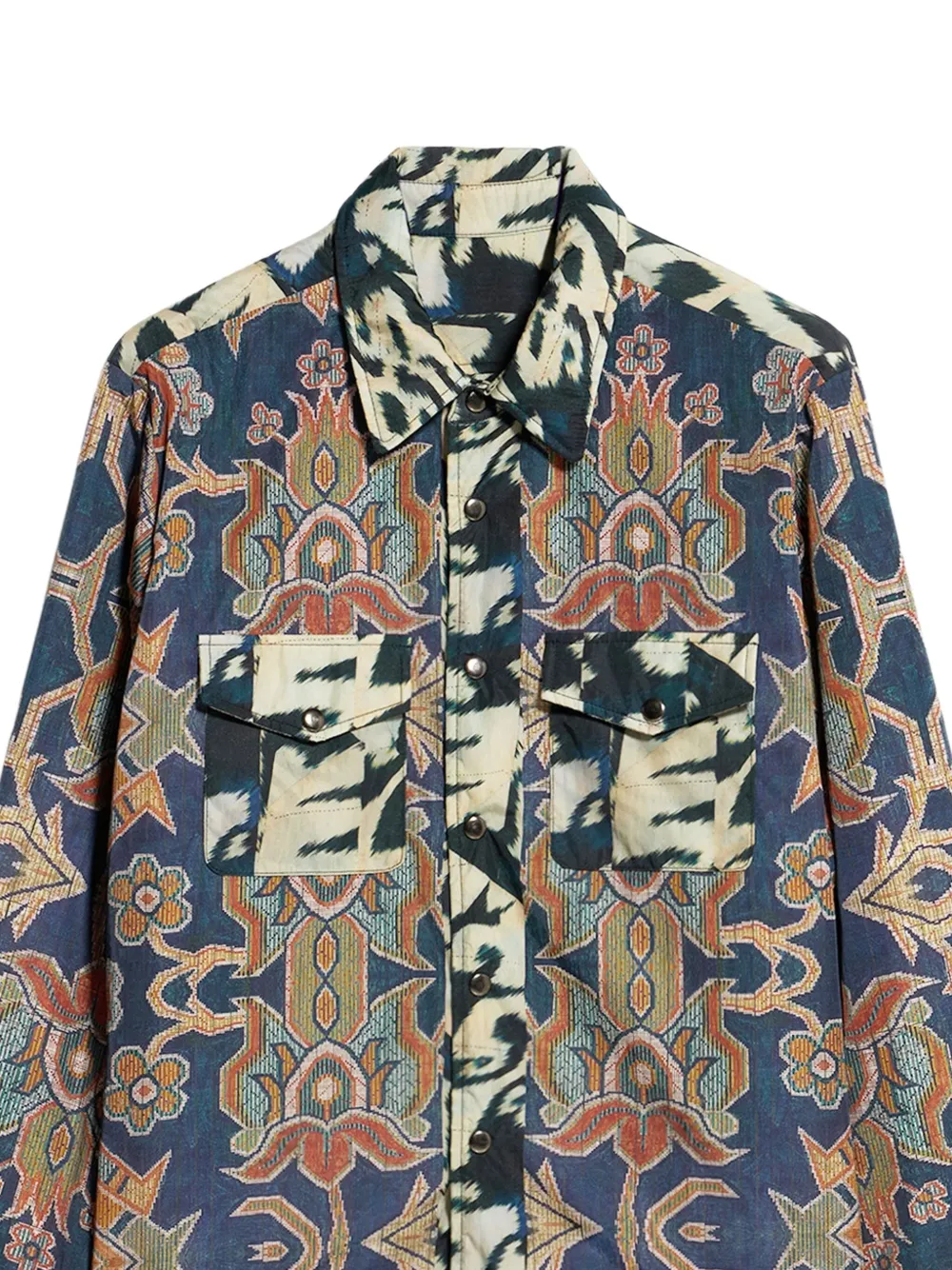 Pierre-Louis Mascia patterned pocket shirt Blauw