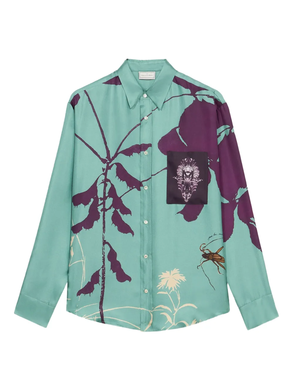 Pierre-Louis Mascia floral-print pocket shirt Blauw