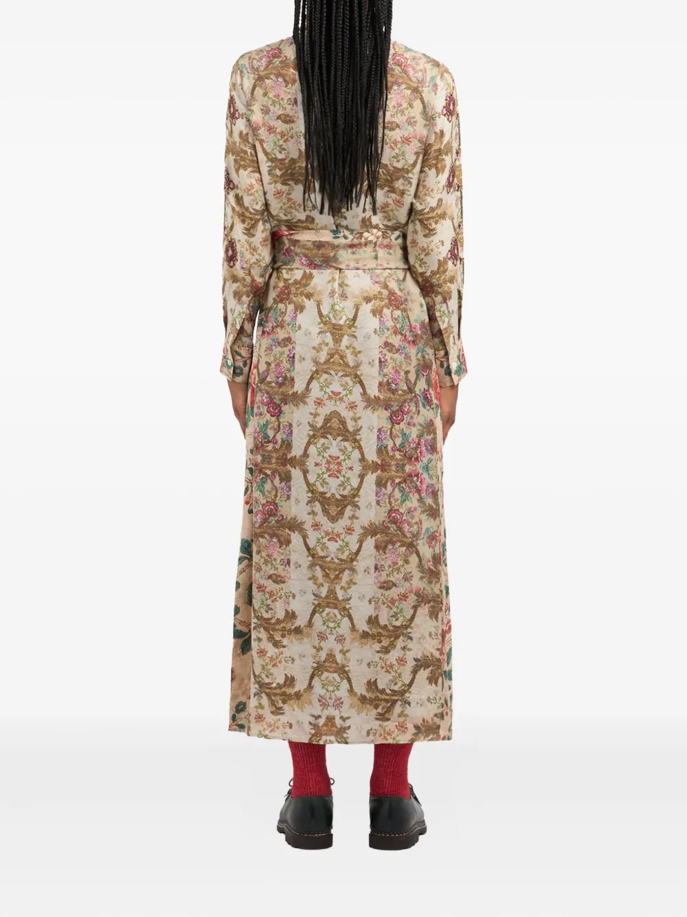 Pierre-Louis Mascia Aloe floral-print maxi shirt dress Beige