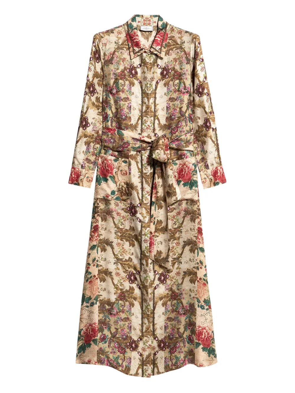 Pierre-Louis Mascia Aloe floral-print maxi shirt dress Beige