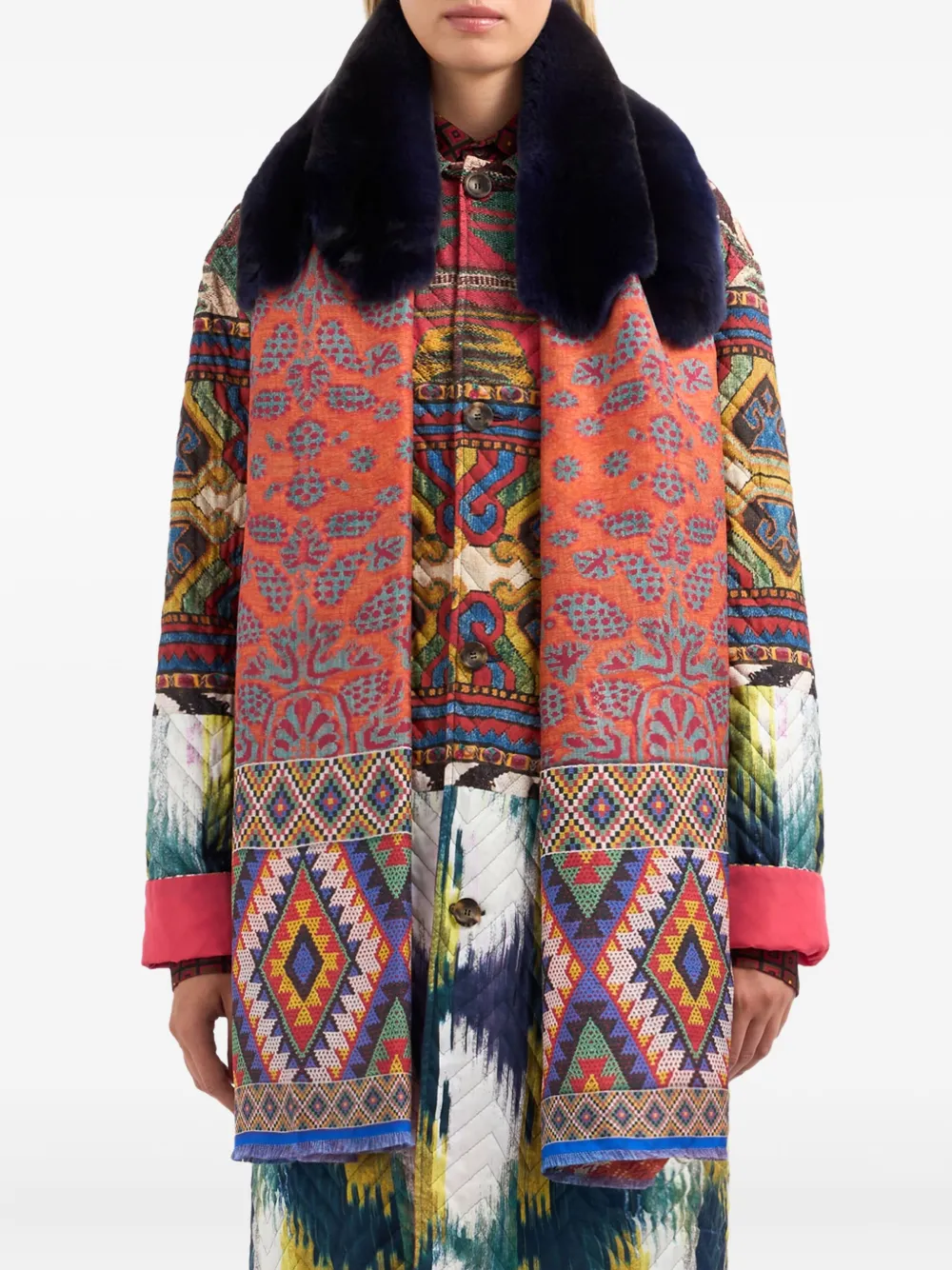 Pierre-Louis Mascia patterned fur-trimmed scarf Rood