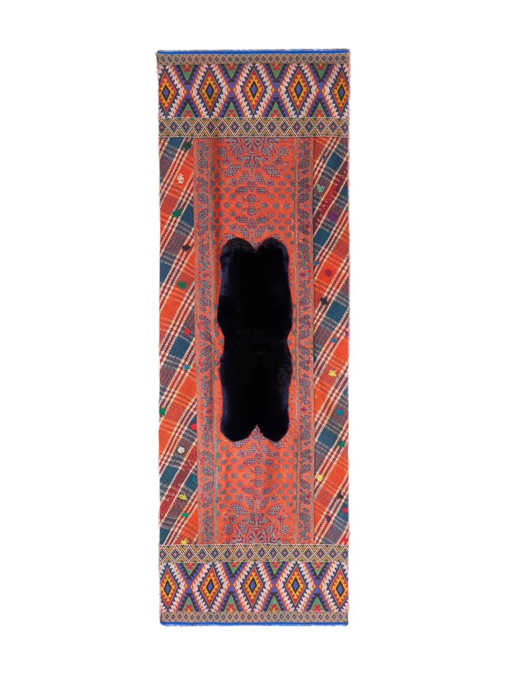 Pierre-Louis Mascia patterned fur-trimmed scarf Rood