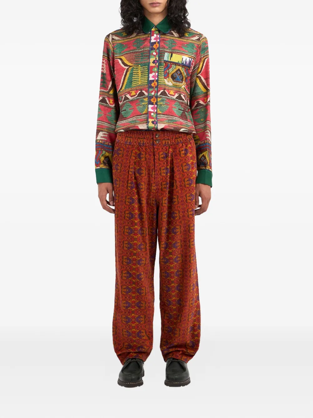 Pierre-Louis Mascia patterned corduroy trousers Oranje