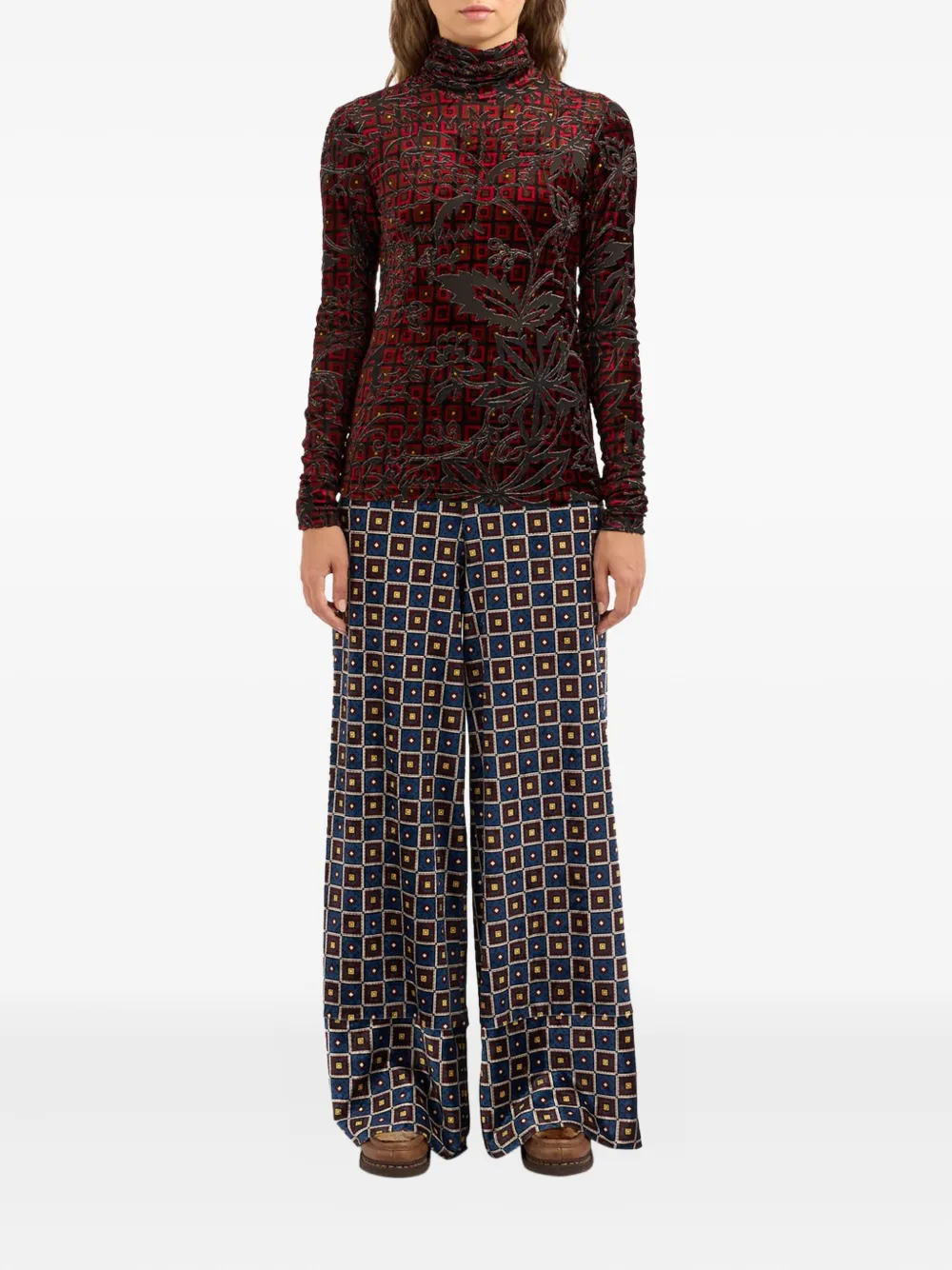 Pierre-Louis Mascia Pillow top met bloemenprint en hoge hals Rood