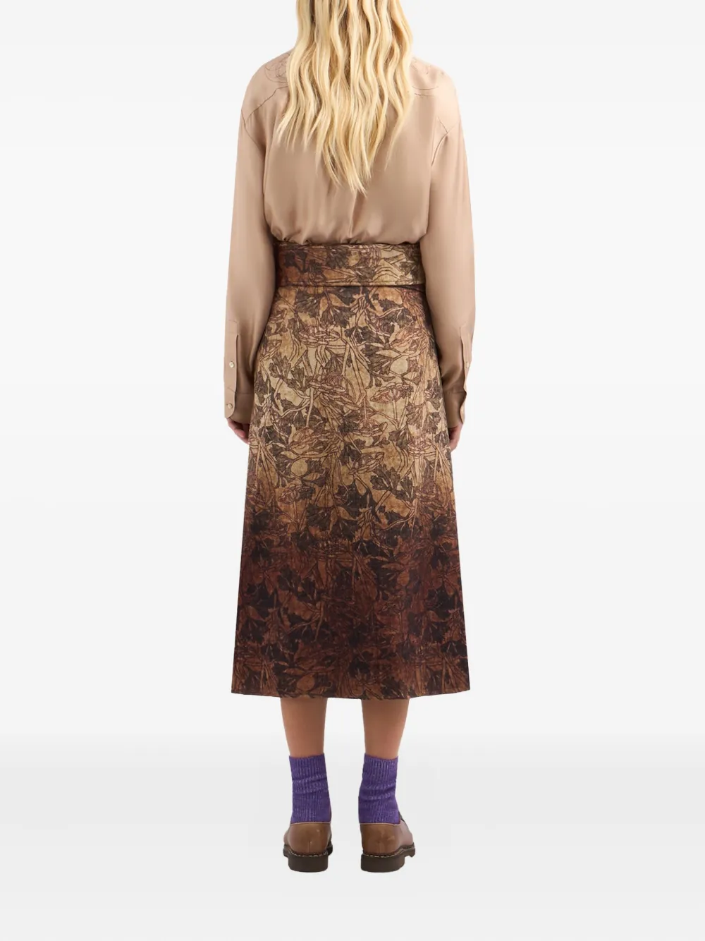 Pierre-Louis Mascia wrap-effect printed midi skirt Bruin