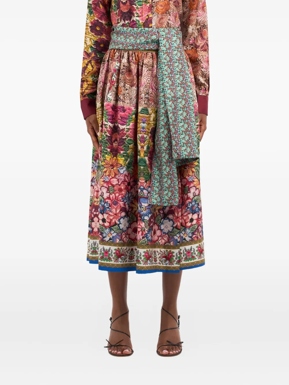 Pierre-Louis Mascia floral-print belted midi skirt Rood