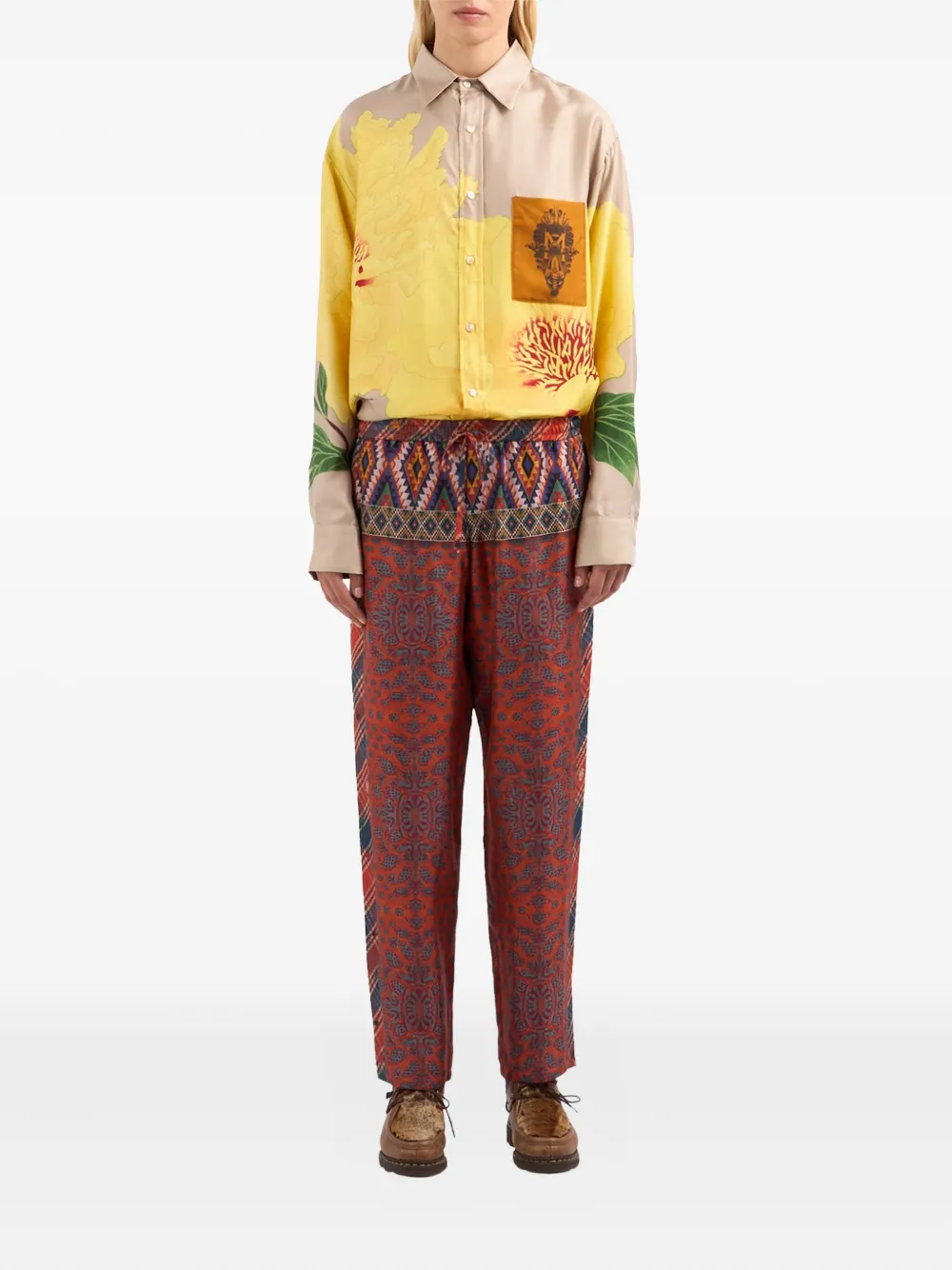 Pierre-Louis Mascia Broek met trekkoord en paisley-patroon - Rood