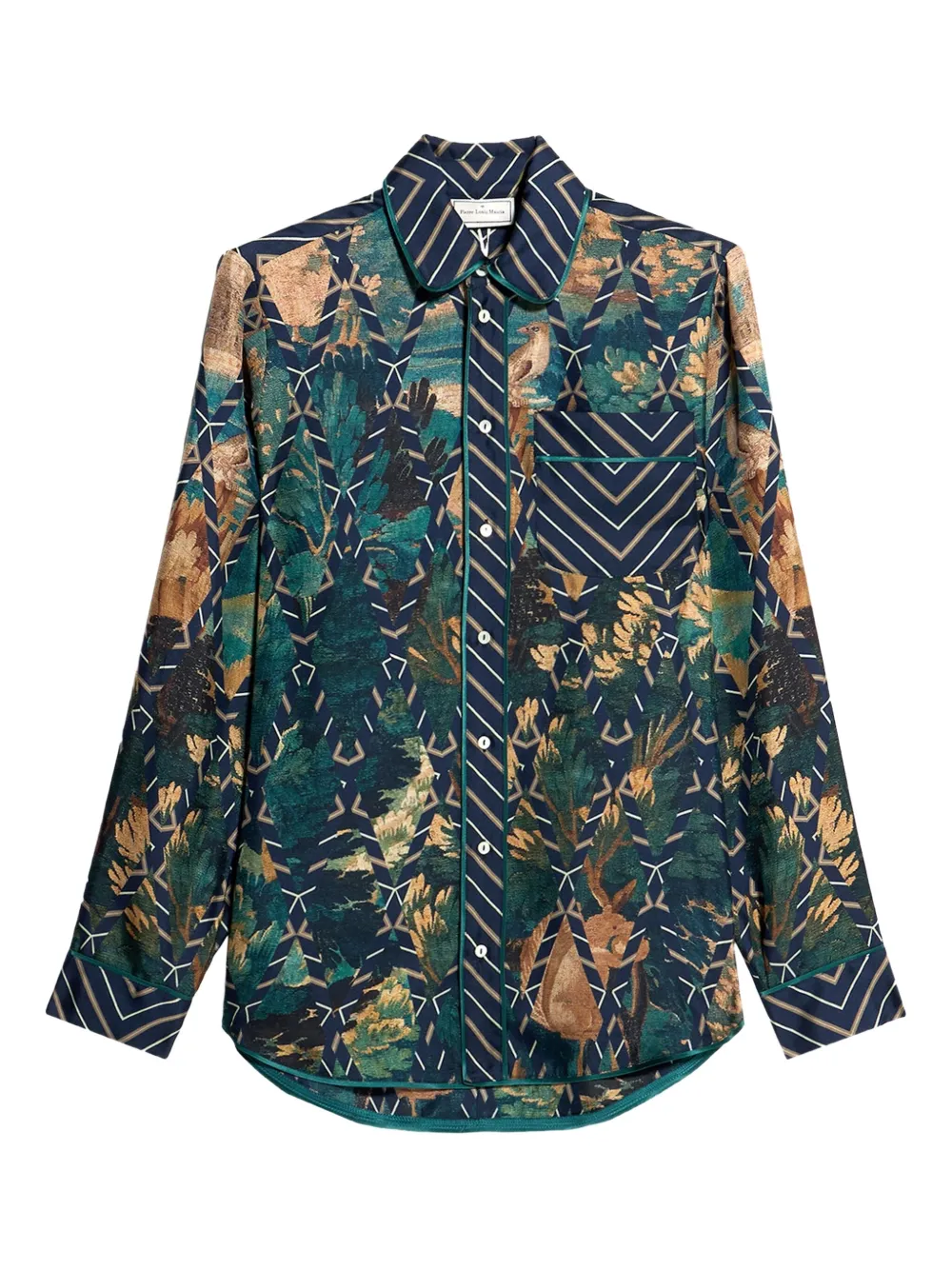 Pierre-Louis Mascia Aloe longsleeve silk shirt Blauw