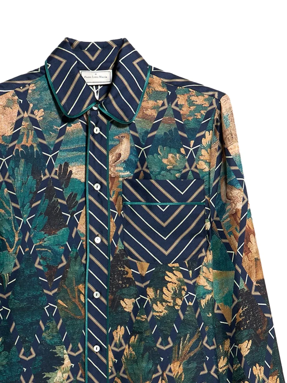 Pierre-Louis Mascia Aloe longsleeve silk shirt Blauw