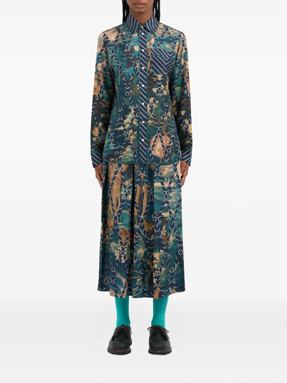 Pierre-Louis Mascia Aloe longsleeve silk shirt Blauw