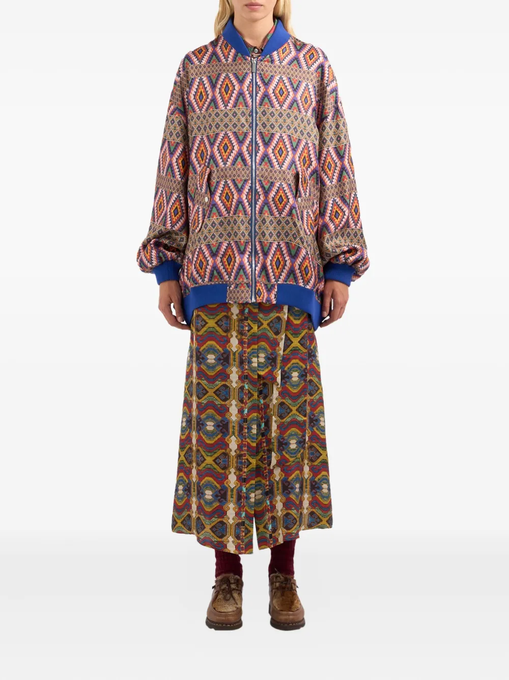 Pierre-Louis Mascia geometric-pattern bomber jacket Bruin