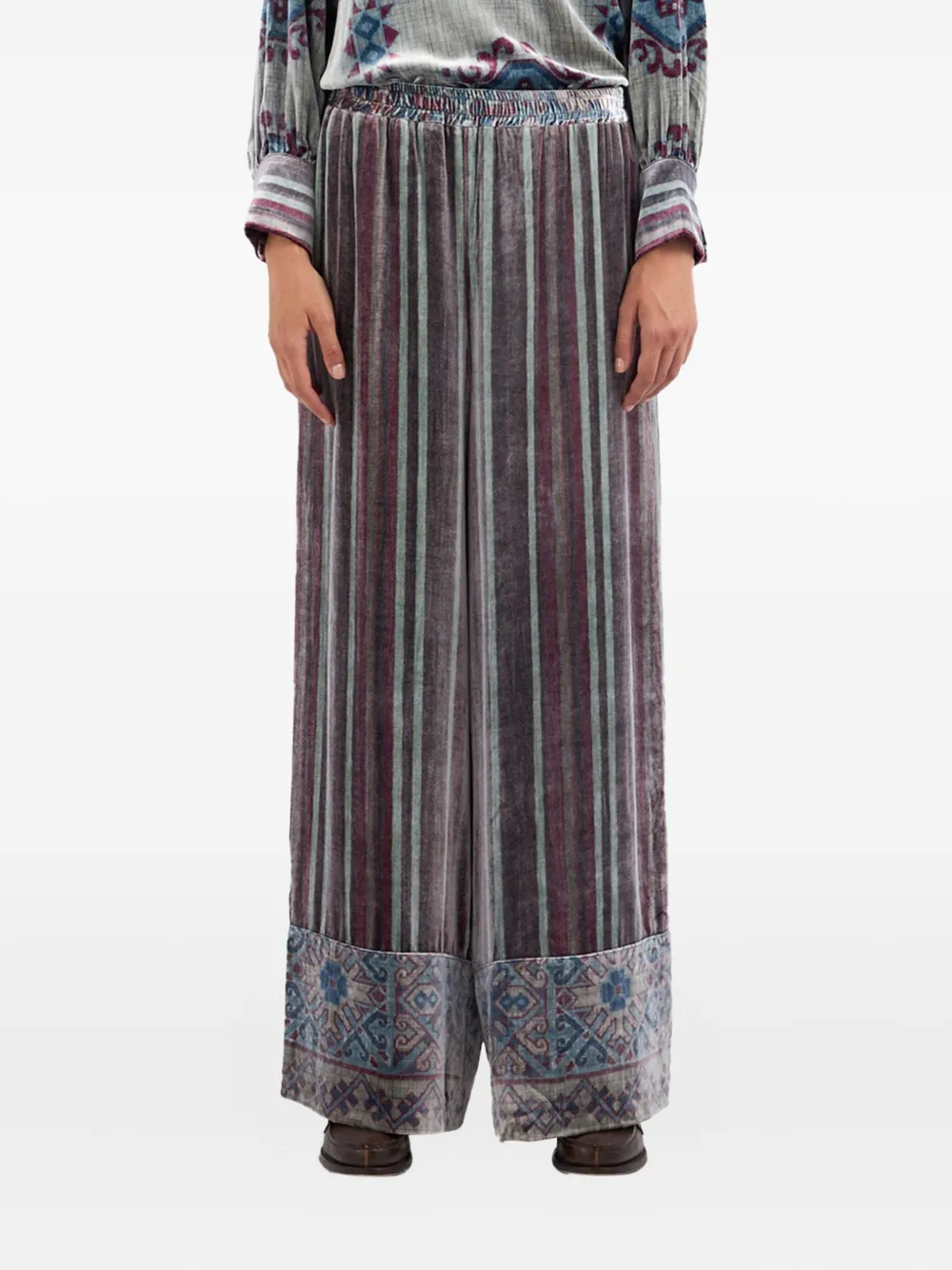 Pierre-Louis Mascia Kanpur striped velvet trousers Grijs