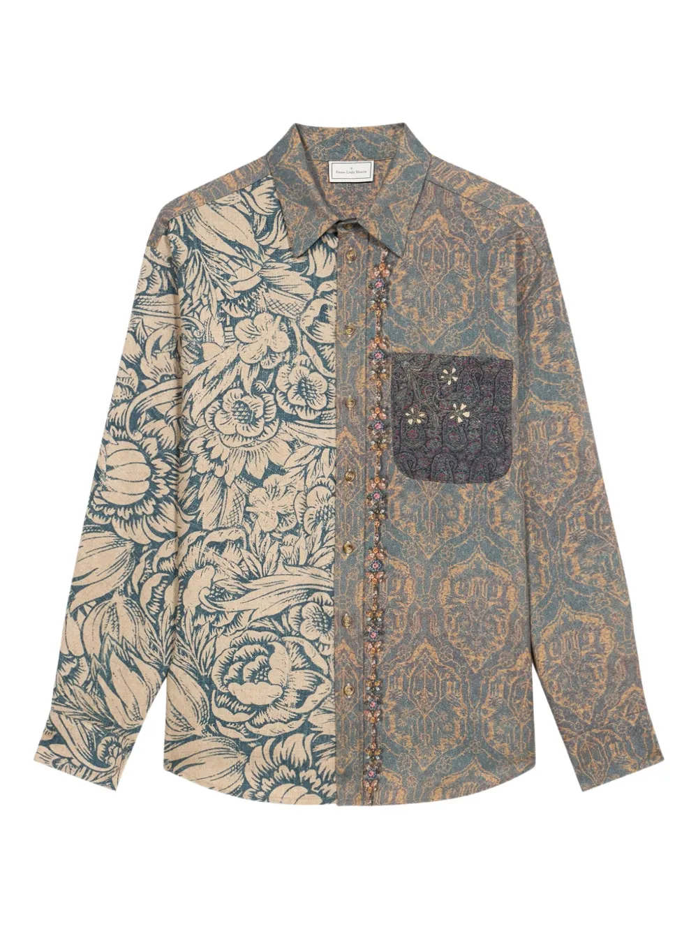 Pierre-Louis Mascia floral-damask print shirt Grijs