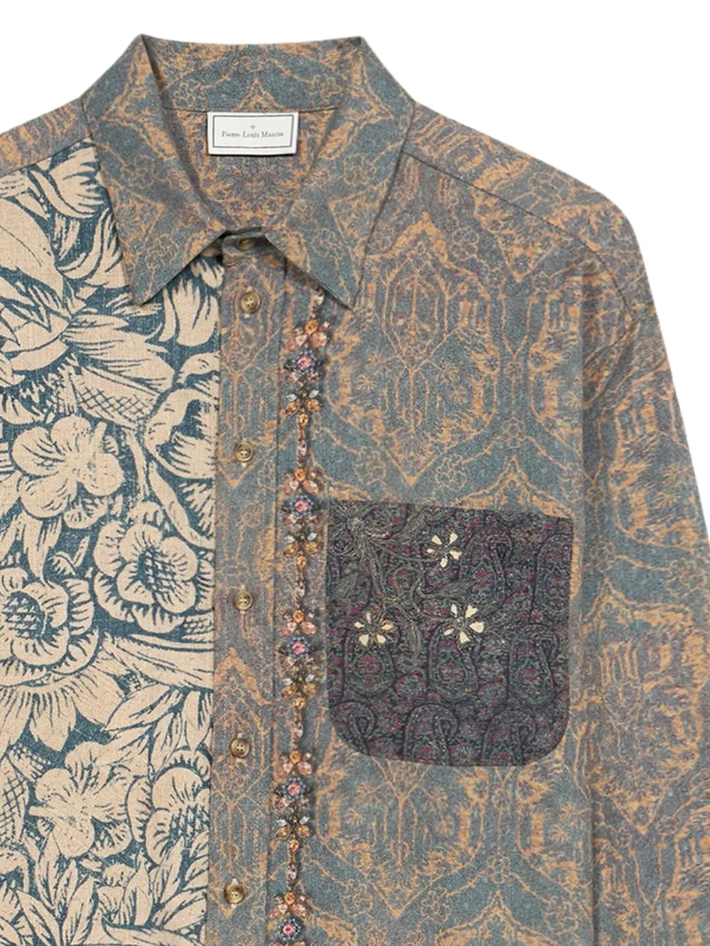 Pierre-Louis Mascia floral-damask print shirt Grijs