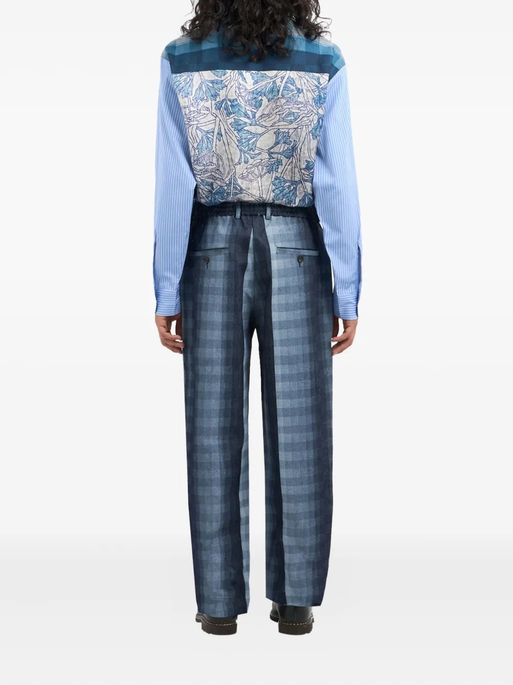 Pierre-Louis Mascia pleat-detailed checked trousers Blauw