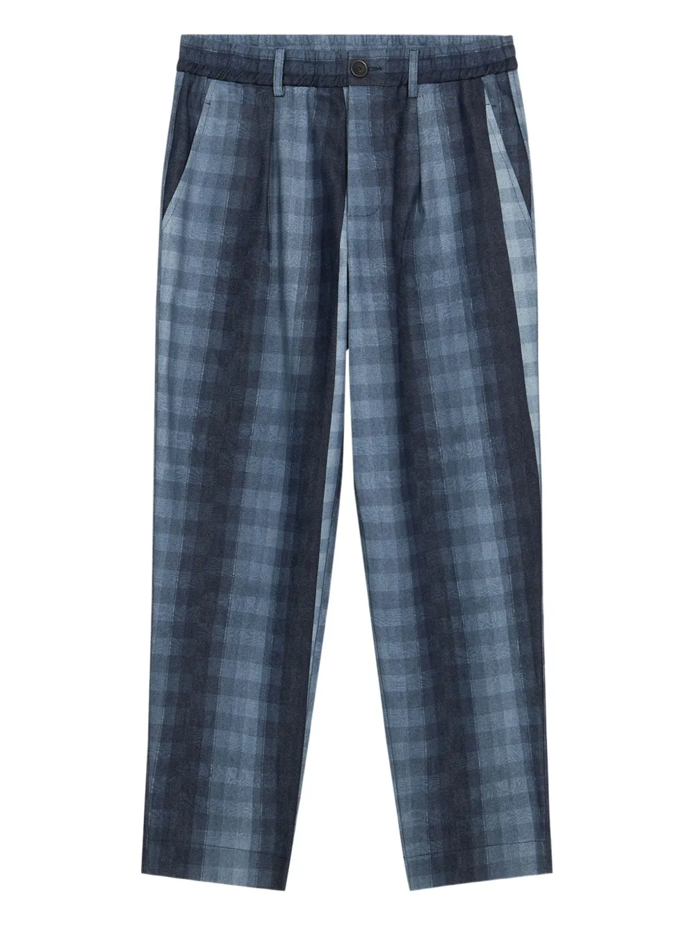 Pierre-Louis Mascia pleat-detailed checked trousers Blauw