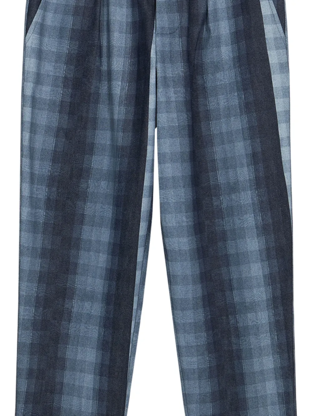 Pierre-Louis Mascia pleat-detailed checked trousers Blauw