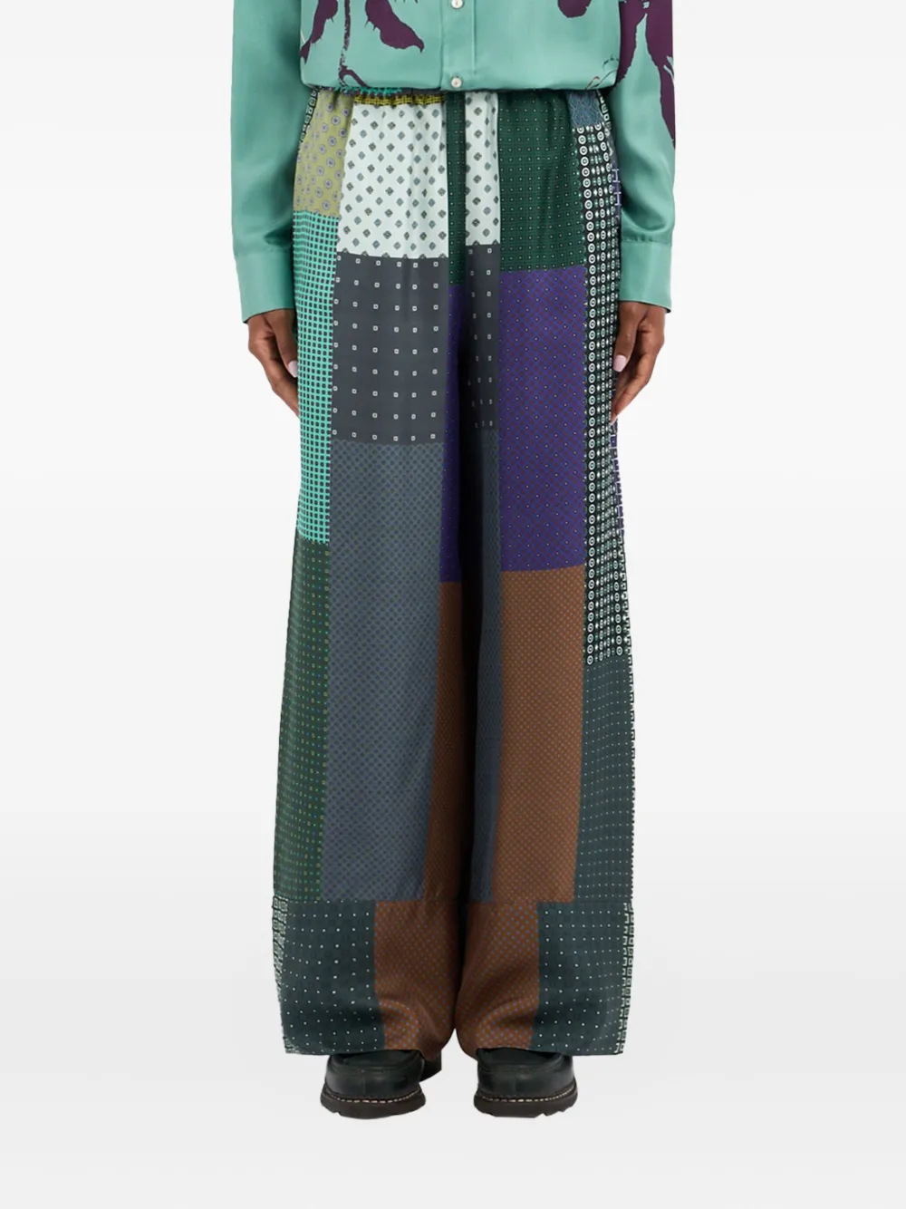 Pierre-Louis Mascia patchwork panelled trousers Blauw