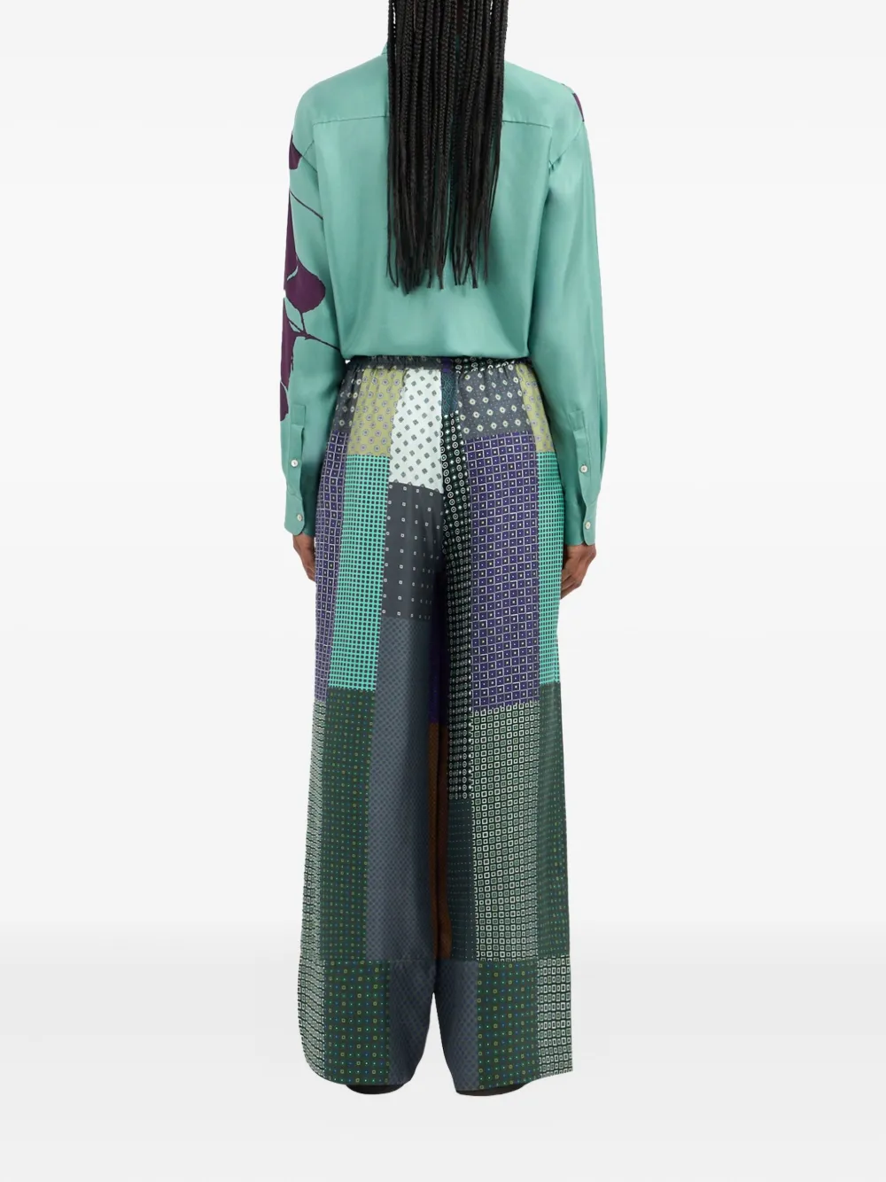 Pierre-Louis Mascia patchwork panelled trousers Blauw