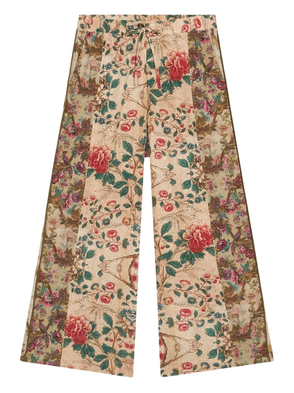 Pierre-Louis Mascia Adanastr floral-panelled wide-leg trousers Beige