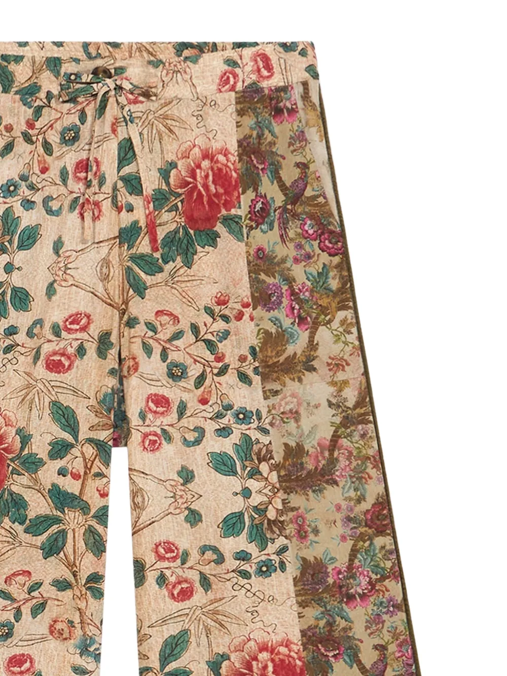 Pierre-Louis Mascia Adanastr floral-panelled wide-leg trousers Beige