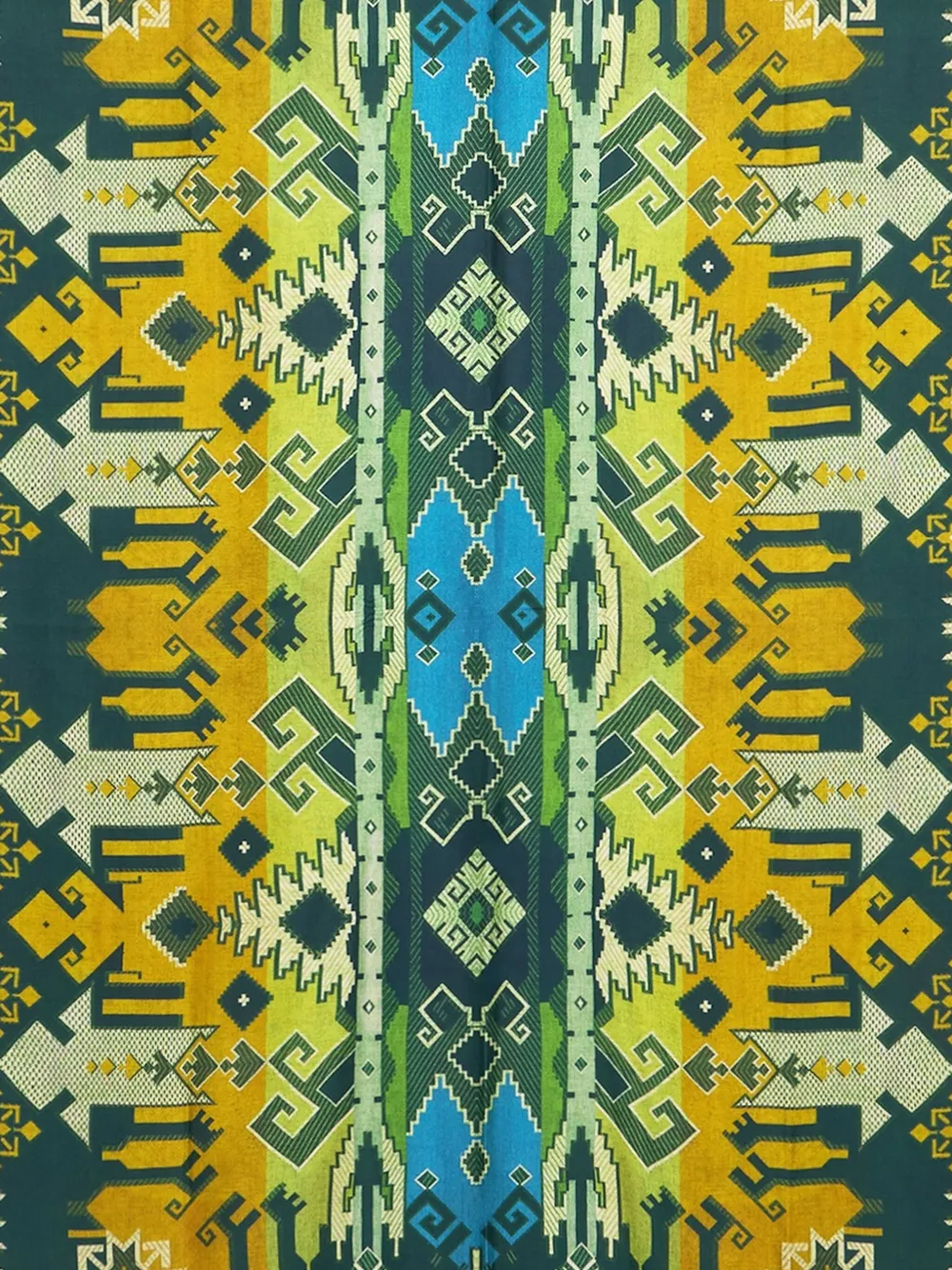 Pierre-Louis Mascia geometric-pattern fringed scarf Groen
