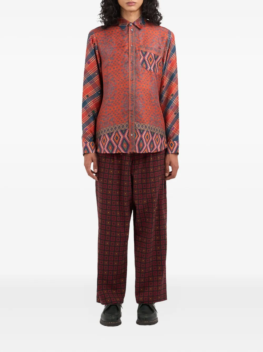Pierre-Louis Mascia paisley-plaid shirt Rood