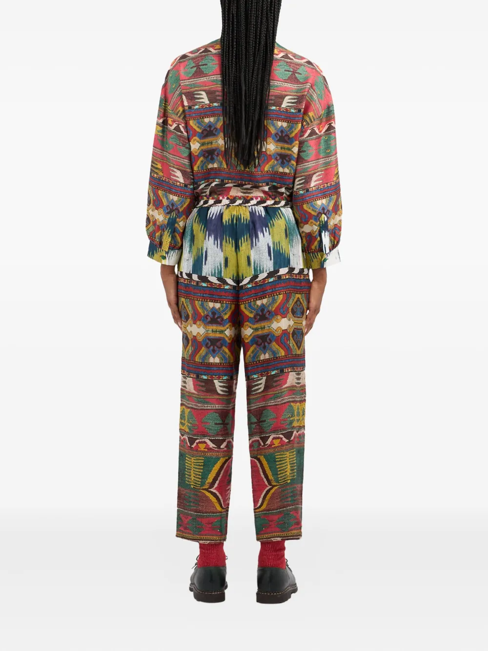 Pierre-Louis Mascia Aloe ikat-pattern drawstring trousers Rood