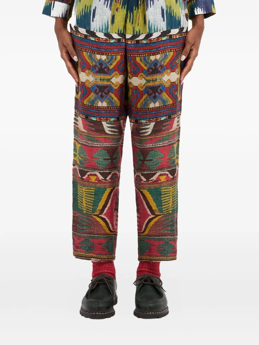 Pierre-Louis Mascia Aloe ikat-pattern drawstring trousers Rood