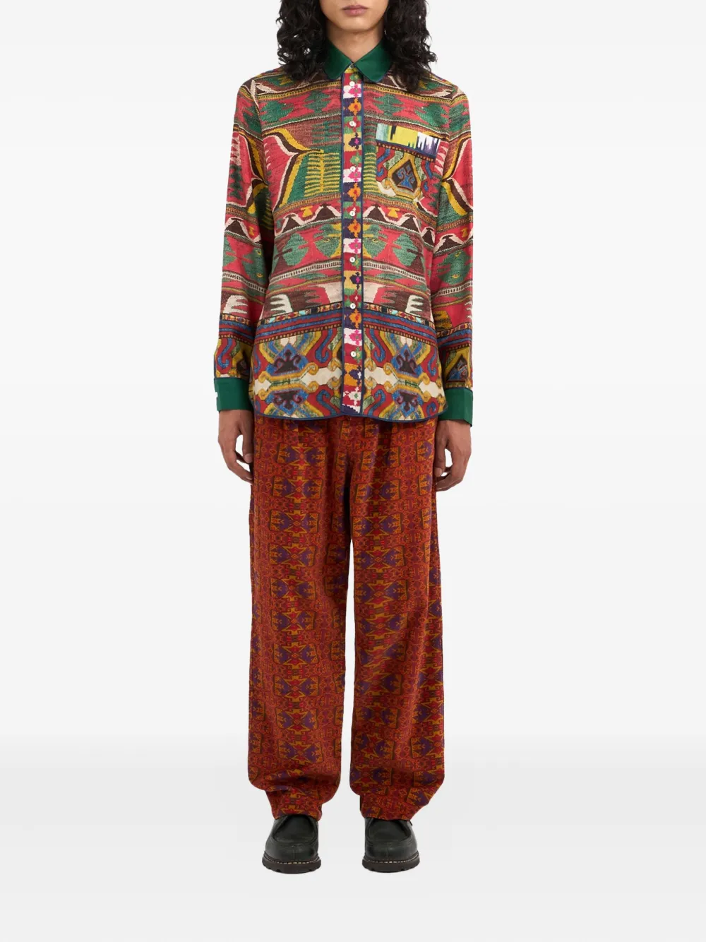 Pierre-Louis Mascia patterned long-sleeved shirt Groen